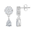 Sterling Silver Flower and 2.75 cttw White Topaz Teardrop Bridal Earrings - Johnny Dang & Co