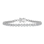 Sterling Silver 4mm Bezel-Set Round 5.25 cttw White Topaz Tennis Bracelet - Johnny Dang & Co