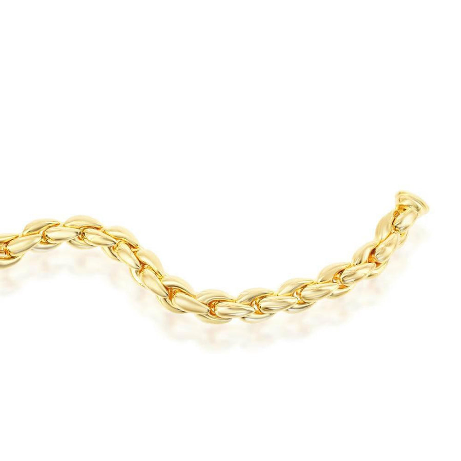 Sterling Silver With 14K Gold Overlay, Oval-Linked Bracelet, MADE IN ITALY - Johnny Dang & Co