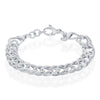 Sterling Silver Polished & Rope Design Bracelet, MADE IN ITALY - Johnny Dang & Co