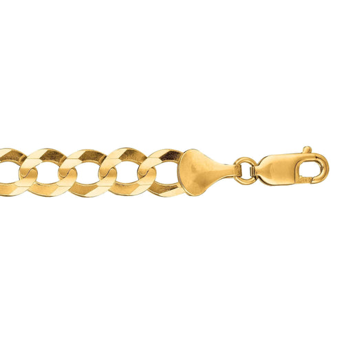 14kt 20 inches Yellow Gold 8.2mm Diamond Cut Comfort Curb Chain with Lobster Clasp