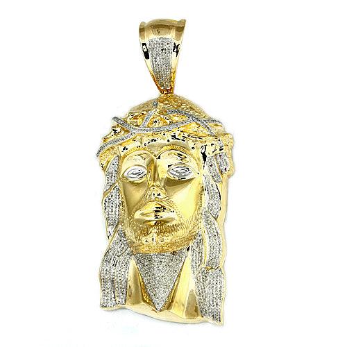 10KY 2.10CTW DIAMOND JESUS HEAD - SOLID BACK - Johnny Dang & Co