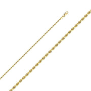 14K Yellow Gold 3mm Diamond Cut Solid Rope Chain 16" 18" 20" 22" 24" - Johnny Dang & Co