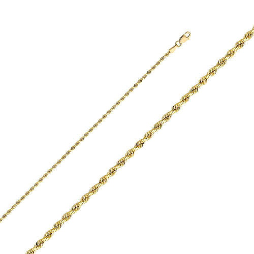 10K Yellow Gold 3mm Diamond Cut Solid Rope Chain 16" 18" 20" 22" 24" 10C280Y