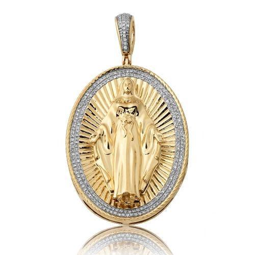14KY 0.60CTW DIAMOND MOTHER MARY PENDANT - Johnny Dang & Co