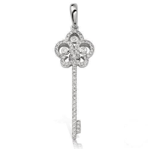14KW 0.50CTW DIAMOND 'FLEUR DE LIS' DESIGN KEY PEN - Johnny Dang & Co