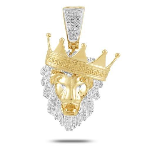 10KY 1.00CTW DIAMOND LION HEAD WITH TILTED CROWN - Johnny Dang & Co