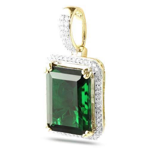 10KY 0.25CTW DIAMOND PENDANT WITH 7.00CT SYNTHETIC - Johnny Dang & Co