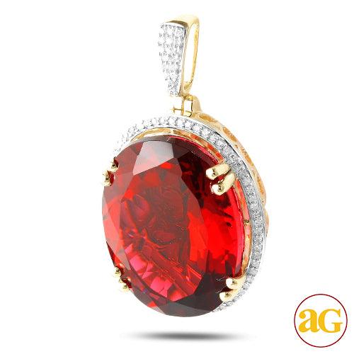 10KY 0.20CTW DIAMOND PENDANT WITH 16.80CT SYNTHETI - Johnny Dang & Co