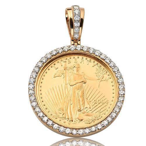 14KY 2.00CTW DIAMOND 1/2 OZ AMERICAN EAGLE PENDANT - Johnny Dang & Co
