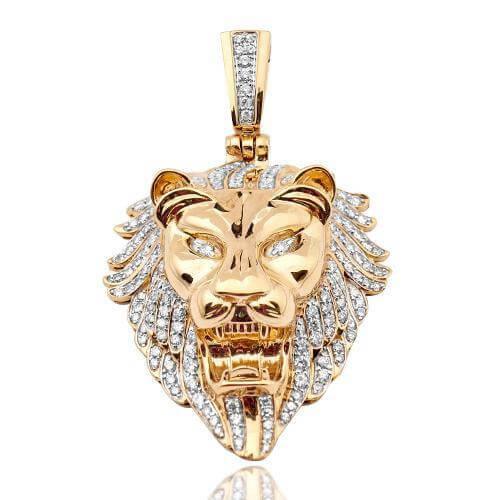 10KY 5.00CTW DIAMOND LION HEAD PENDANT - Johnny Dang & Co