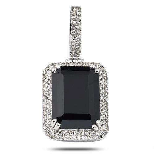 14KW 1.25CTW DIAMOND PENDANT WITH 12.62CT BLACK GE - Johnny Dang & Co