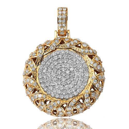 14KY 5.25CTW DIAMOND FLAT DISC PENDANT WITH 3-D BR - Johnny Dang & Co
