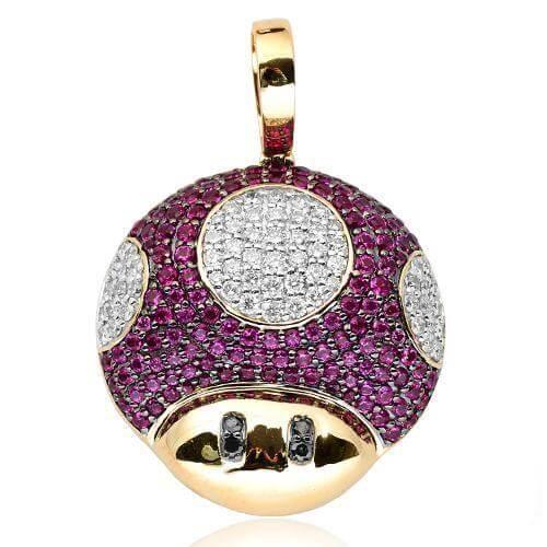 10KY 0.75CTW BLACK AND WHITE DIAMOND WITH SYNTHETIC RUBY MUSHROOM - Johnny Dang & Co
