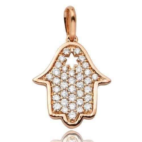 14KR 0.20CTW DIAMOND HAMZA PENDANT - 0.5" - Johnny Dang & Co