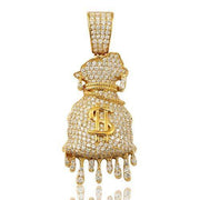14KY 3.75CTW DIAMOND DRIPPING MONEY BAG PENDANT - Johnny Dang & Co