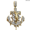 10KY 1.35CTW DRIPPING DIAMOND ANCHOR WITH CRUCIFIX - Johnny Dang & Co