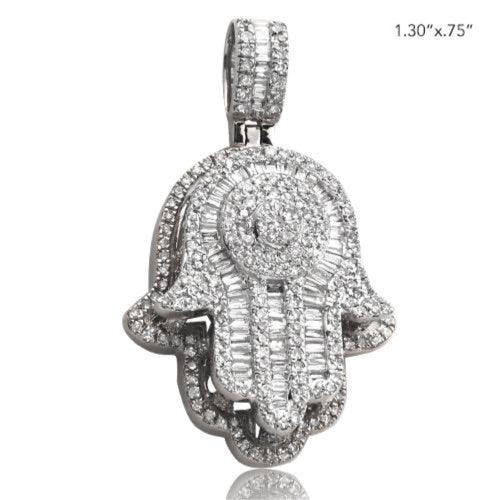 14KW 1.00CTW DIAMOND HAMZA PENDANT - ROUND CLUSTER - Johnny Dang & Co
