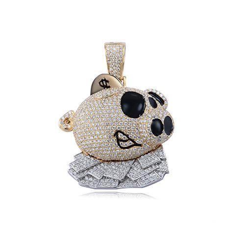 14KY+W 6.00CTW DIAMOND TWO TONE PIGGY BANK - Johnny Dang & Co