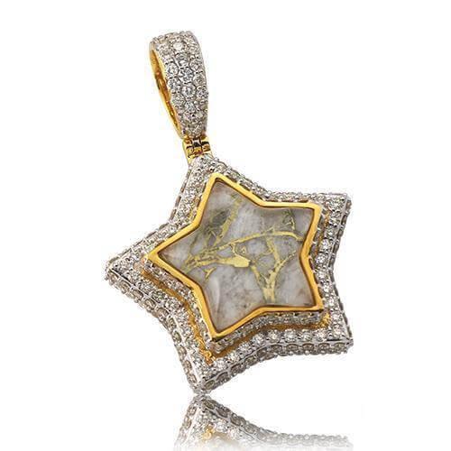 10KY 3.60CTW DIAMOND AND GOLD QUARTZ STAR PENDANT - Johnny Dang & Co