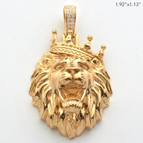 14KY 0.15CTW DIAMOND LION HEAD WITH CROWN - Johnny Dang & Co