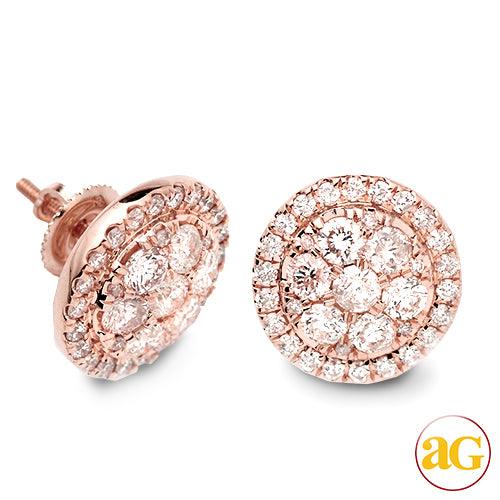 14KR 2.00CTW DIAMOND ROUND CLUSTER EARRING STUDS W - Johnny Dang & Co