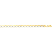 14kt Gold 20 inches Yellow+White Finish 4.6mm Diamond Cut Comfort Pave Curb Chain with Lobster Clasp - Johnny Dang & Co