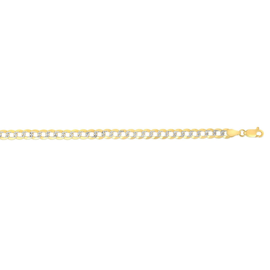 14kt Gold 20 inches Yellow+White Finish 4.6mm Diamond Cut Comfort Pave Curb Chain with Lobster Clasp - Johnny Dang & Co
