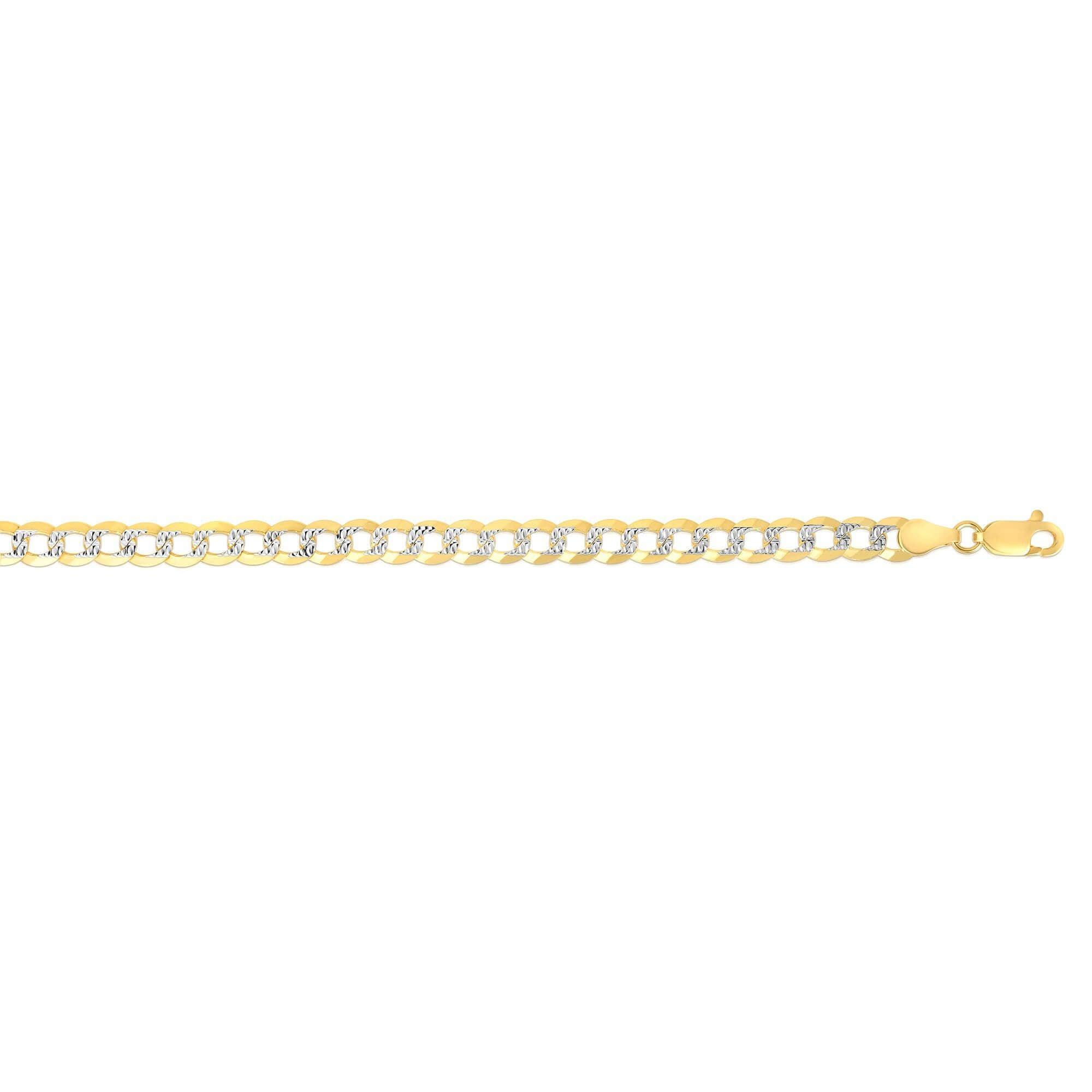 14kt Gold 20 inches Yellow+White Finish 5.7mm Diamond Cut Comfort Pave Curb Chain with Lobster Clasp - Johnny Dang & Co