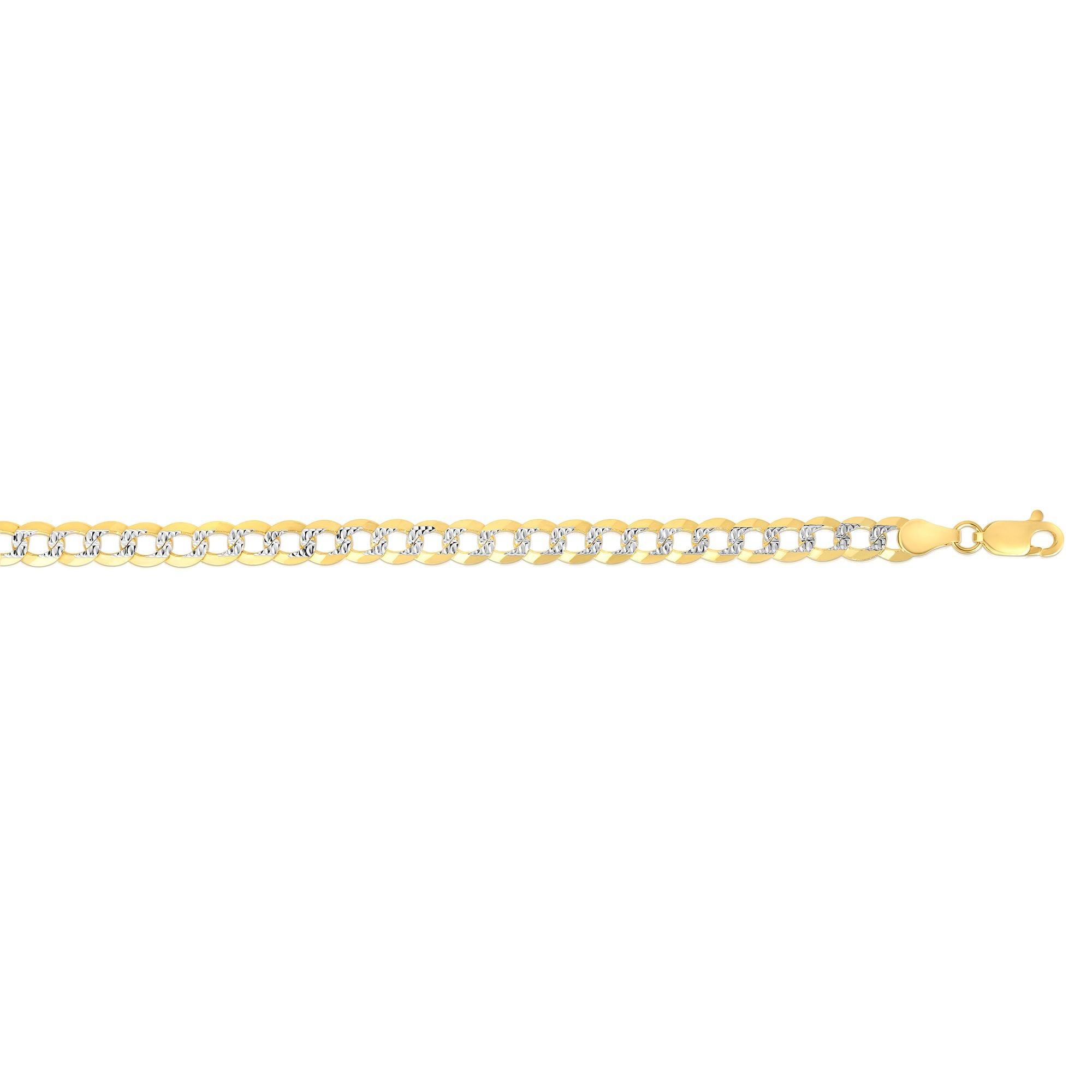 14K Gold 5.7mm White Pave Curb Chain - Johnny Dang & Co