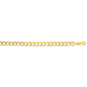 14kt Gold 24 inches Yellow+White Finish 8.3mm Diamond Cut Comfort Pave Curb Chain with Lobster Clasp - Johnny Dang & Co