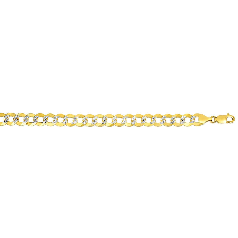 14kt Gold 24 inches Yellow+White Finish 8.3mm Diamond Cut Comfort Pave Curb Chain with Lobster Clasp - Johnny Dang & Co