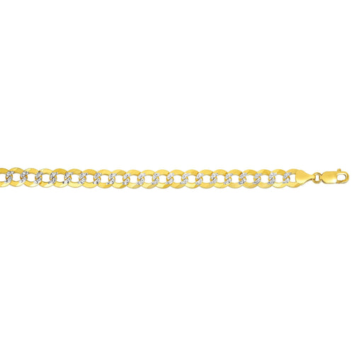 14K Gold 8.3mm White Pave Curb Chain