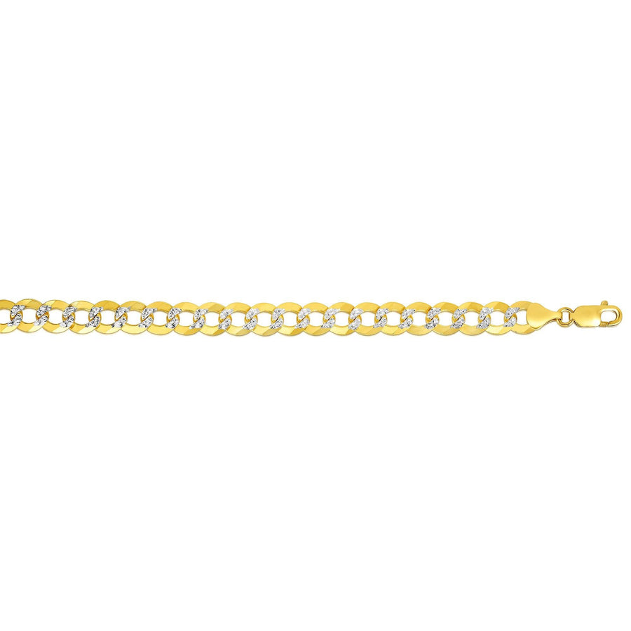14K Gold 8.3mm White Pave Curb Chain - Johnny Dang & Co