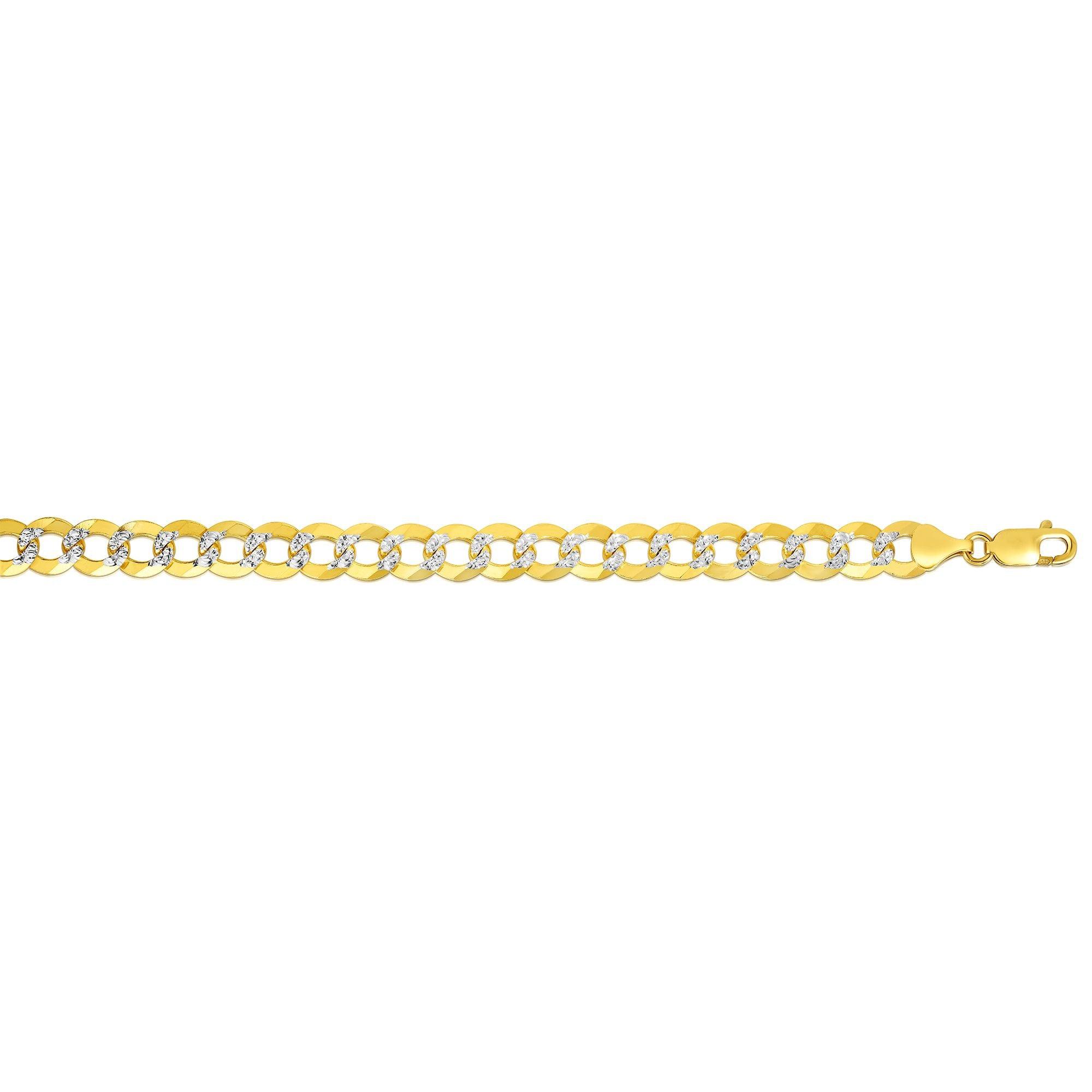 14K Gold 9.7mm White Pave Curb Chain - Johnny Dang & Co