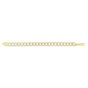 14K Gold 11.23mm White Pave Curb Chain - Johnny Dang & Co