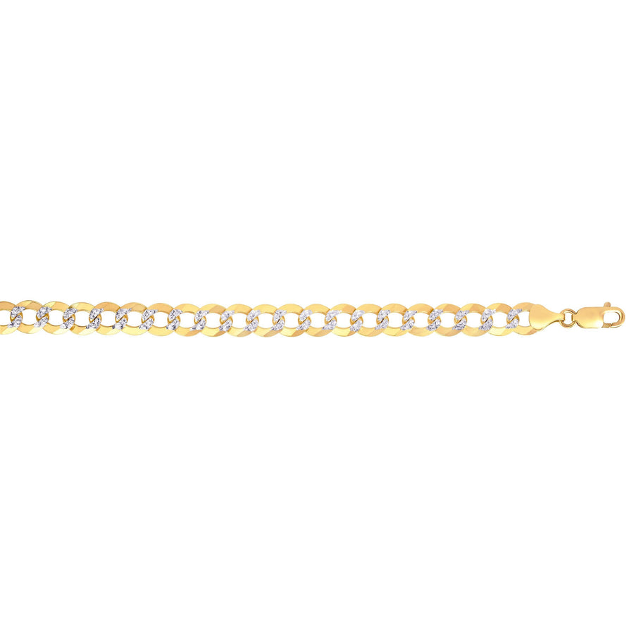 14K Gold 12.18mm White Pave Curb Chain - Johnny Dang & Co