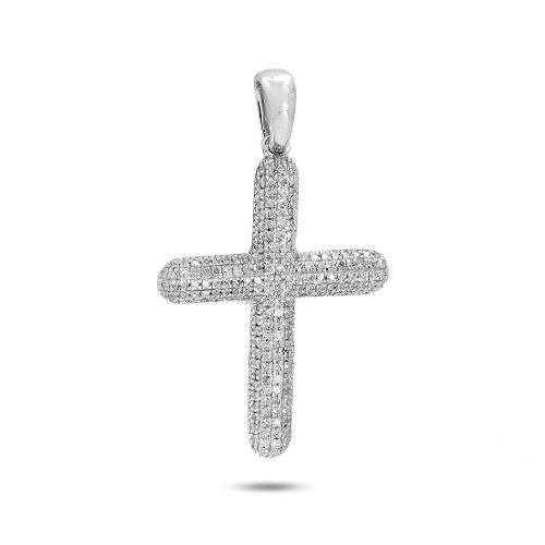 14KW 0.40CTW DIAMOND PUFFED CROSS PENDANT - MEDIUM - Johnny Dang & Co