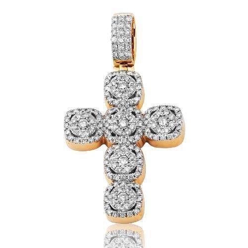14KY 1.50CTW DIAMOND ROUND CLUSTER DESIGN CROSS WI - Johnny Dang & Co