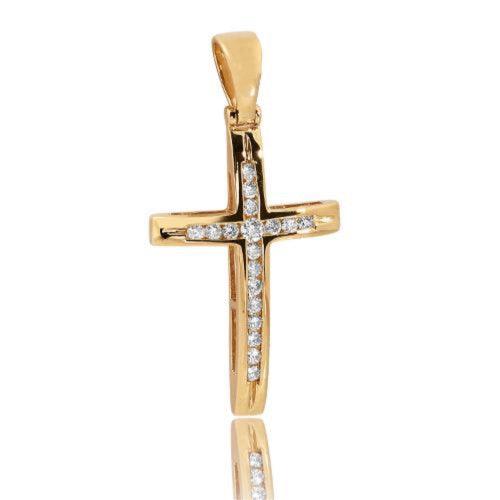 14KY 0.55CTW DIAMOND CHANNEL SET CROSS PENDANT - Johnny Dang & Co