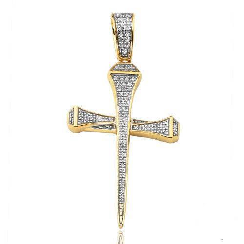 10KY 0.15CTW DIAMOND NAILS CROSS PENDANT - Johnny Dang & Co