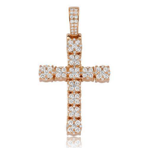 14KR 2.50CTW FLOWER DIAMOND CROSS PENDANT - Johnny Dang & Co