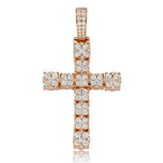 14KR 2.50CTW FLOWER DIAMOND CROSS PENDANT - Johnny Dang & Co