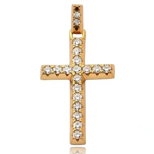 14KY 1.50CTW DIAMOND FLAT PYRAMID SETTING CROSS PE - Johnny Dang & Co