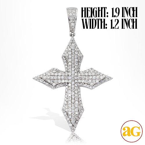 14KW 1.40CTW DIAMOND 3-D POINTED CROSS PENDANT - Johnny Dang & Co