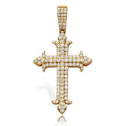 14KY 2.35CTW DIAMOND FLEUR DE LIS 3-ROW CROSS - Johnny Dang & Co