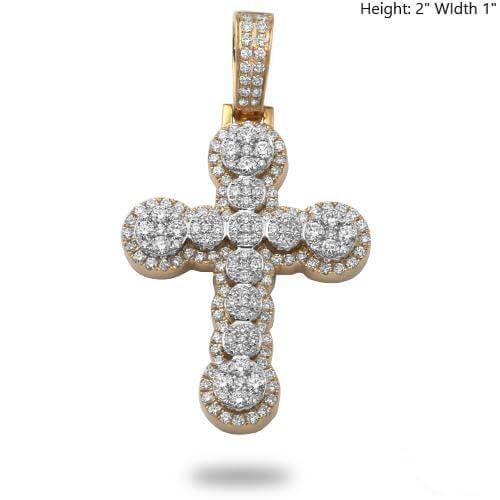 14KY+W 2.30CTW DIAMOND ROUND CLUSTER FLARED CROSS - Johnny Dang & Co