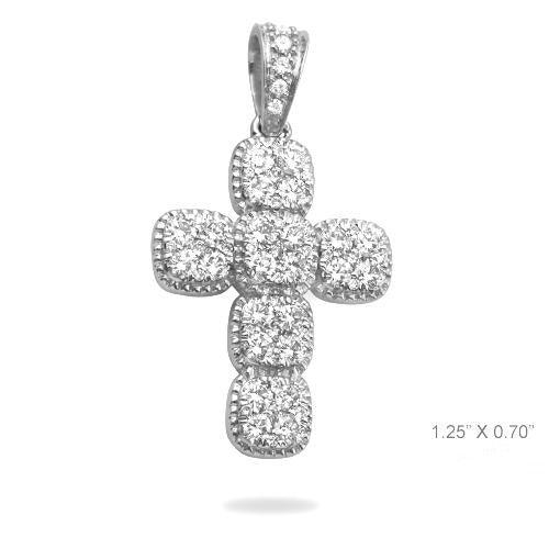 14KW 1.40CTW DIAMOND SQUARE CLUSTER CROSS WITH - Johnny Dang & Co