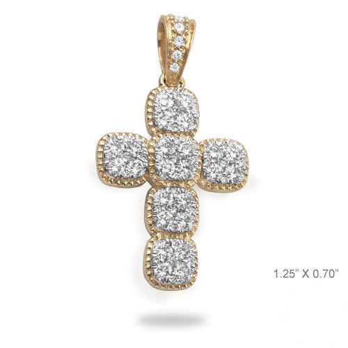 14KY 1.40CTW DIAMOND SQUARE CLUSTER CROSS WITH - Johnny Dang & Co