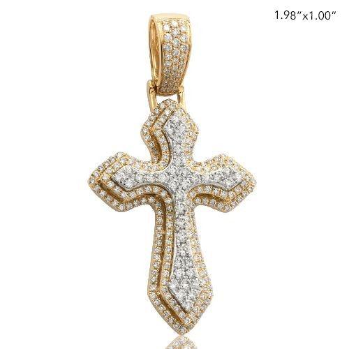14KY+W 2.10CTW DIAMOND TWO TONE 3-D POINTED CROSS - Johnny Dang & Co